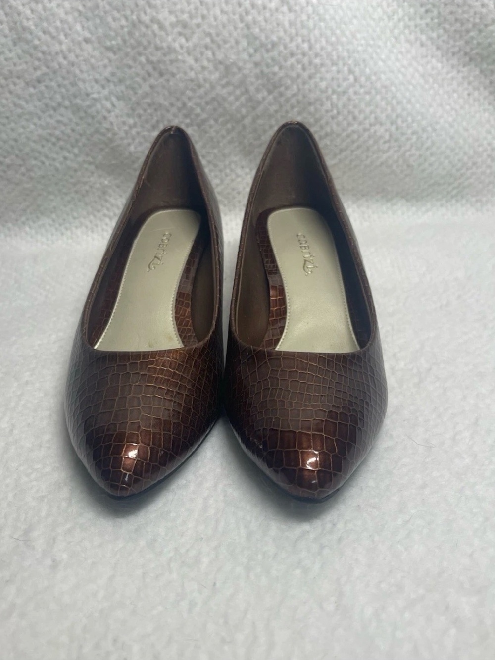 Vintage Cabrizi Copper Woman’s Kitten heel lizard skin print retro chic classy